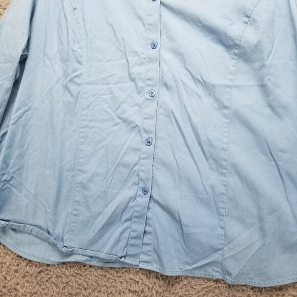 Lane Bryant Shirt Womens 26/28 Plus Blue Button Up Long Sleeve Stretch *Read* - Picture 2 of 10